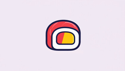 Stylized Sushi Roll Illustration with Vibrant Colors and Bold Outlines.