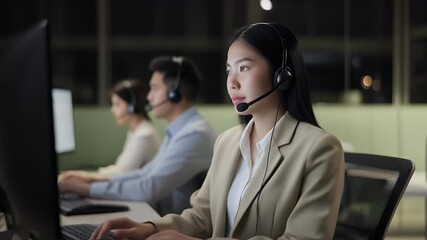 Dedicated call center team working hard providing customer service and support - Powered by Adobe