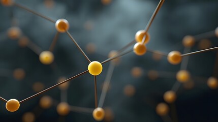 Abstract network of glowing nodes and connections against a dark foggy backdrop