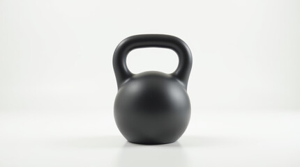 Fototapeta premium Classic Black Kettlebell On A Pure White Seamless Background.