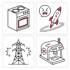 Abstract Cooking and Kitchenware Icon Pack - 6 Minimalist Vectors