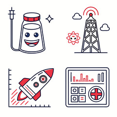 Minimalist Spoon and Cooking Icon Set of 6 for Food Apps