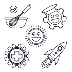 Modern Kitchen Utensil Icon Set with 6 Minimalist Symbols