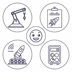 Minimalist Set of 6 Abstract Kitchen Supplies Icons