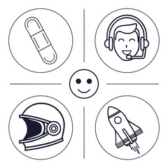 Set of 6 Minimalist Pharmacy Pill and Medicine Icons