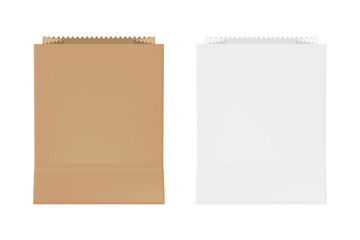 Brown kraft paper bag standing upright for shopping or lunch packaging, eco-friendly and realistic mockup style, isolated transparent background © Das