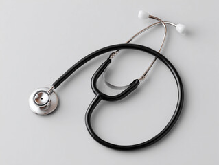 Clean Professional Metallic Stethoscope Medical Equipment Healthcare Tool Isolated on White Background