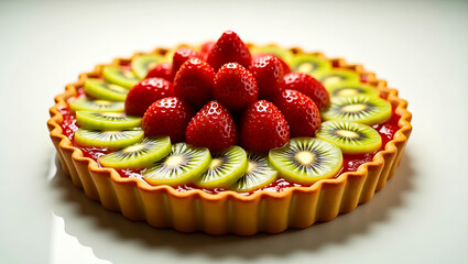 Highly detailed, visually striking fruit tart. Ideal for a company logo, embodying a brand's commitment to fresh, artisanal gourmet desserts