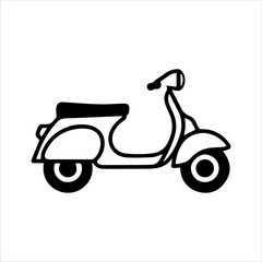 Fototapeta premium Black and white vector illustration of Scooter, side view
