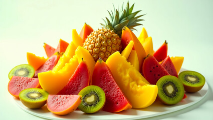 A vibrant photograph of fresh tropical fruits. Ideal visual for a company's health drive or an inspiring logo design reflecting natural vitality and wellness