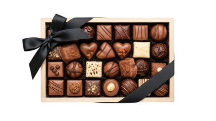 Luxury chocolates in gift box isolated on transparent background