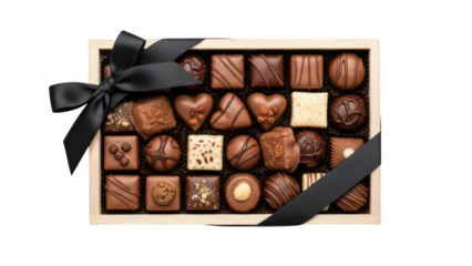 Luxury chocolates in gift box isolated on transparent background