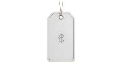 Silver tag with Euro symbol on white background