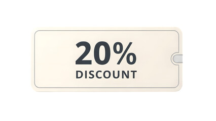 20 percent discount label on white background