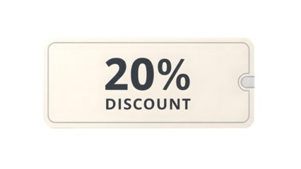 20 percent discount label on white background