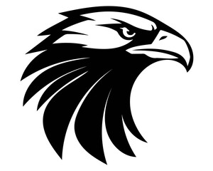 Obraz premium A black and white illustration of an eagle's head in profile