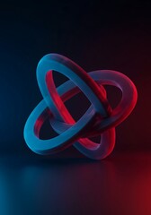 Interlocking abstract geometric shapes and translucent planes merge, illustrating perfect structural balance and multidimensional integration, pattern, futuristic, curves