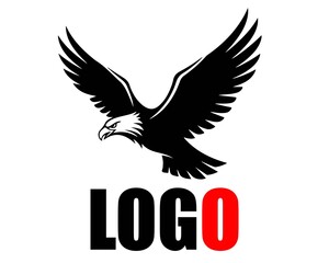 Obraz premium A bold and striking logo featuring an eagle in flight with the word LOGO underneath