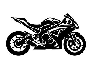 Obraz premium Black and white vector illustration of sport motorcycle, side view