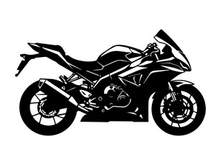 Obraz premium Black and white vector illustration of sport motorcycle, side view
