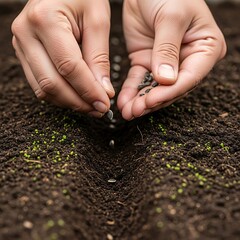 Cultivating growth and nature by sowing seeds, a fresh springtime start