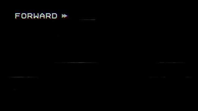 animated VHS Tape Fast Forward Playback with Glitch and Noise Effect