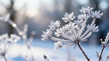 Frostcovered plant in winter