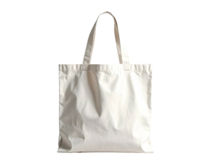 A simple, plain white canvas tote bag with two handles