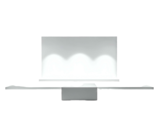 White projection screen, modern base with lights