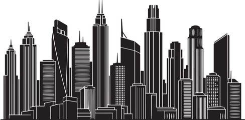 Obraz premium A futuristic cityscape with sleek skyscrapers and modern architecture in black and white