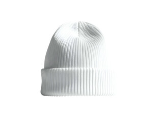 Ribbed knit beanie, a simple white hat with a cuffed brim