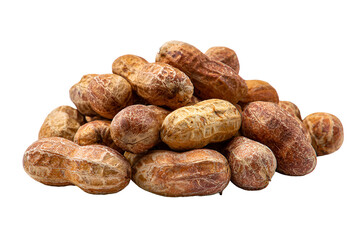 Pile of unshelled peanuts isolated on transparent background