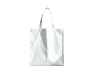 Plain white canvas tote bag, unadorned, hanging