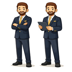 Businessman Duo Showing Tablet and Confidence Pose - AI Generated