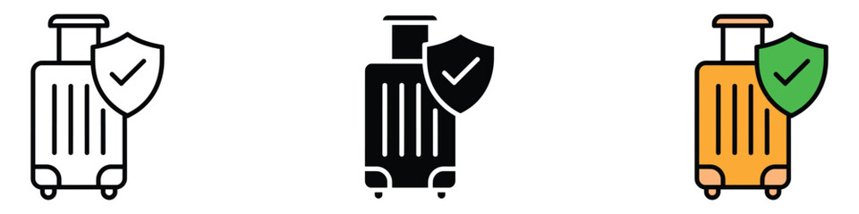 Travel insurance icon vector. insured baggage symbol. vector illustration.