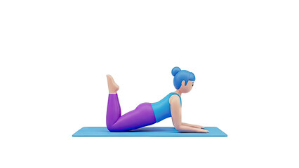 3D Render of a Woman in a Cobra Pose on a Yoga Mat