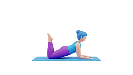 3D Render of a Woman in a Cobra Pose on a Yoga Mat