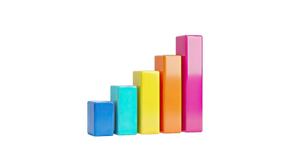 Colorful Bar Graph Rising on White Background
