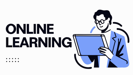 Man using tablet for online learning and education with digital technology