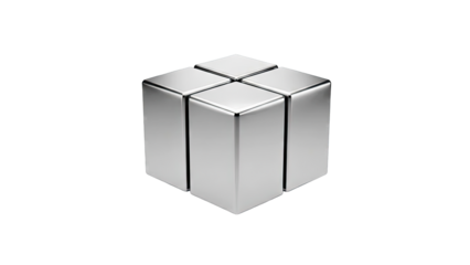 Four Metallic Cubes Arranged in a Cluster