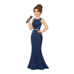 Professional Female Performer Singing with Microphone - AI Generated