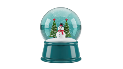 Christmas Snow Globe with Snowman and Trees