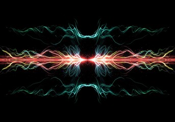 A complex digital visualization of rapid repeating energy waves showing cyclical movement and high oscillation rates on a dark background, concept, signal, rapid