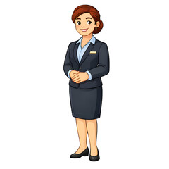 Professional Female Receptionist Standing Politely - AI Generated