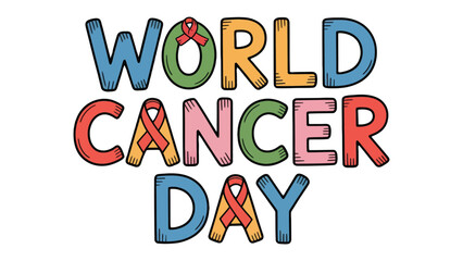 World Cancer Day: A vibrant, colorful illustration marks World Cancer Day. It serves as a reminder of the global effort to raise awareness, fight disease, and support those impacted by cancer.