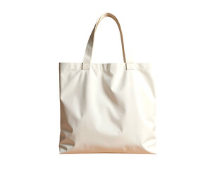 A blank, off-white canvas tote bag stands upright, ready for use
