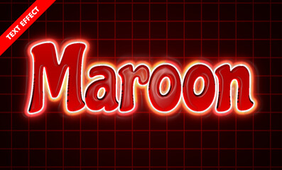 Maroon Glow Editable Text Effect with Glossy Red 3D Neon Style on Dark Grid Background
