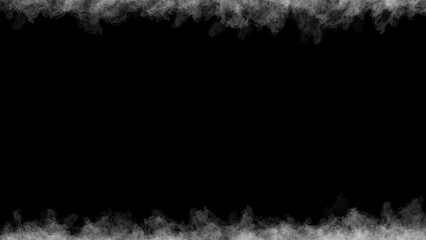 Abstract digital art with black background and white fringe patterns