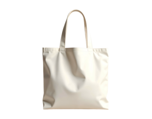 A plain, off-white canvas tote bag with twin shoulder straps