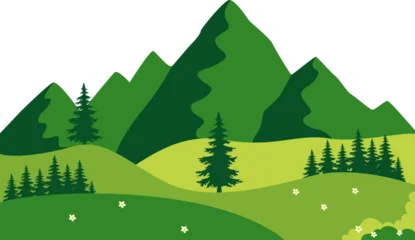 Fototapeten Grün Green mountain landscape vector illustration  © Glope Studio